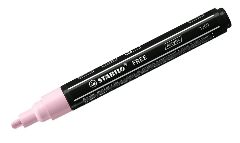 Acrylic Marker - STABILO FREE Acrylic - T300 2-3 mm Bullet Tip Candy - Wallet of 5 - Assorted Colours