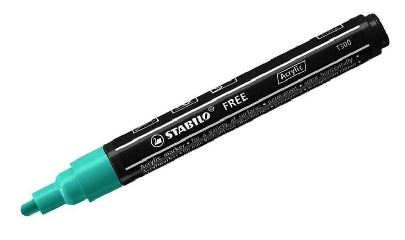 Acrylic Marker - STABILO FREE Acrylic - T300 2-3 mm Bullet Tip Urban - Wallet of 5 - Assorted Colours