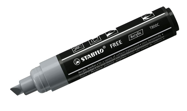 Acrylic Marker - STABILO FREE Acrylic - T800C 4-10 mm Bullet Tip - Bold - Wallet of 5 - Assorted Colours