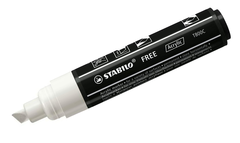 Acrylic Marker - STABILO FREE Acrylic - T800C 4-10 mm Bullet Tip - Bold - Wallet of 5 - Assorted Colours