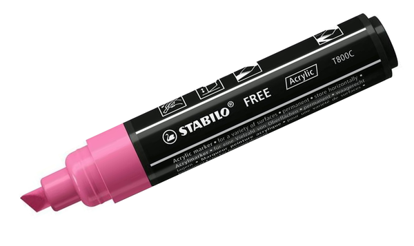 Acrylic Marker - STABILO FREE Acrylic - T800C 4-10 mm Bullet Tip - Seaside - Wallet of 5 - Assorted Colours