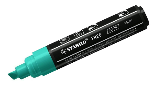 Acrylic Marker - STABILO FREE Acrylic - T800C 4-10 mm Bullet Tip - Bold - Wallet of 5 - Assorted Colours
