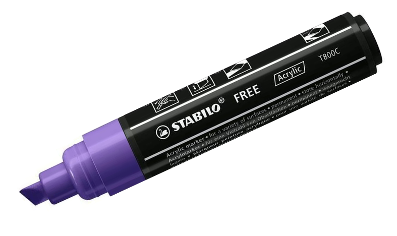 Acrylic Marker - STABILO FREE Acrylic - T800C 4-10 mm Bullet Tip - Seaside - Wallet of 5 - Assorted Colours