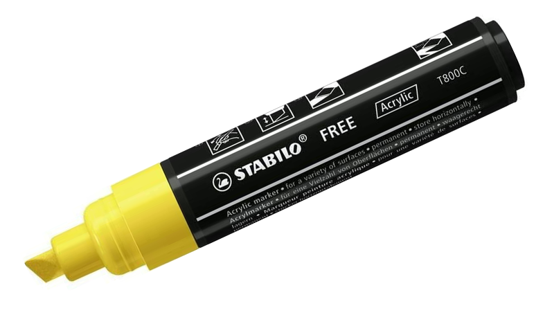 Stabilo Free T800C Acrylic Marker Pen Chisel Tip 4-10mm Wallet Of 5 - Seaside