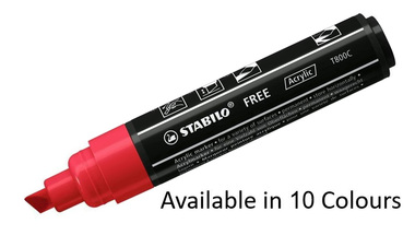 Acrylic Marker - STABILO Free Acrylic T800C 4-10mm Bullet Tip - Assorted Pack Sizes and Colours