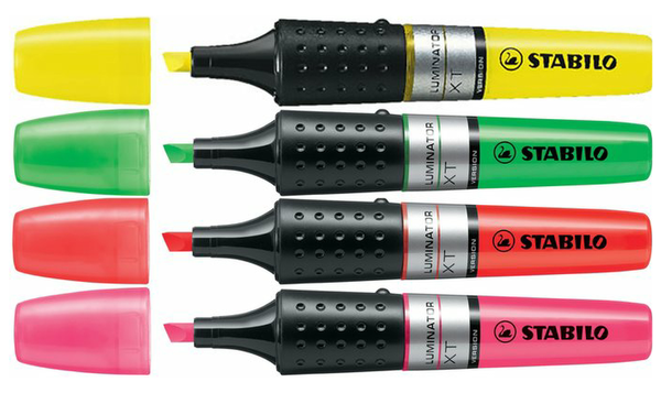 Highlighter - STABILO LUMINATOR - Pack of 4 - Yellow, Green, Orange, Pink