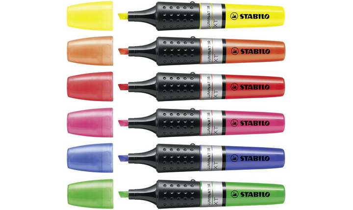 Highlighter - STABILO LUMINATOR - Pack of 6 - Assorted Colours