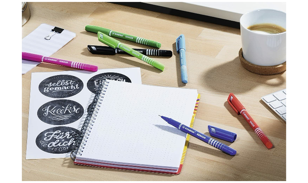 Fineliner with Cushioned F-Tip - STABILO SENSOR F - Pack of 4 - Green, Red, Blue, Black