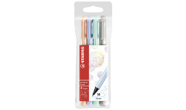 Nylon Tip Writing Pen - STABILO pointMax - Wallet of 4 - Assorted Pastel Colours