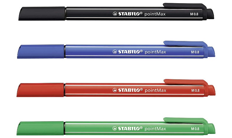 Fineliner - STABILO pointMax - Pack of 4 - Black, Ultramarine, Carmine, Green
