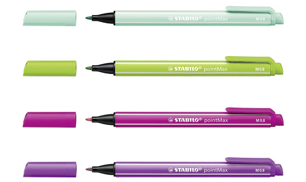 Fineliner - STABILO pointMax - Pack of 4 - Ice Green, Light Green, Pink, Lilac