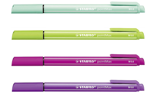 Fineliner - STABILO pointMax - Pack of 4 - Ice Green, Light Green, Pink, Lilac