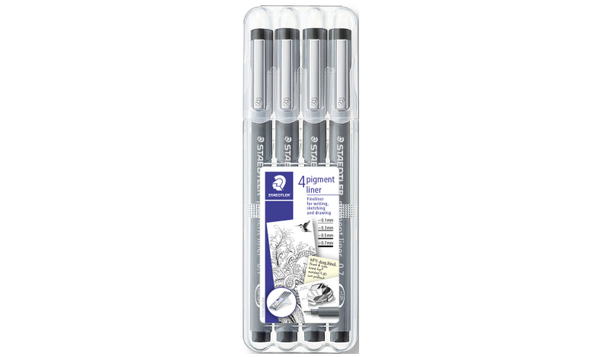 STAEDTLER 308 Pigment Liner Pen Assorted Deskset of 4