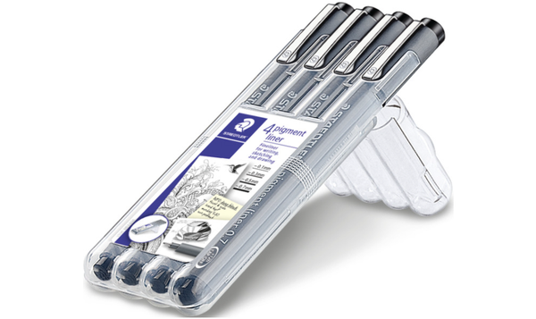 STAEDTLER 308 Pigment Liner Pen Assorted Deskset of 4