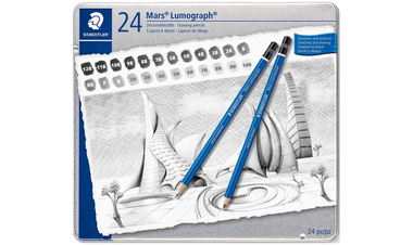 STAEDTLER Mars Lumograph Sketching & Drawing Pencils Tin of 24 Assorted
