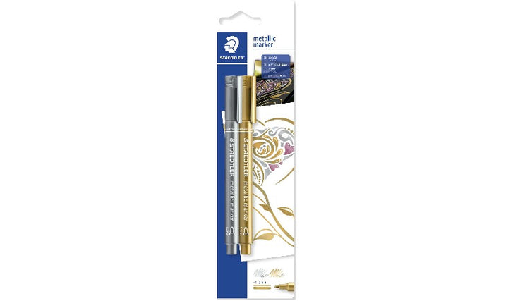 STAEDTLER Metallic Marker Pen Assorted Pack of 2 (Gold &amp; Silver)