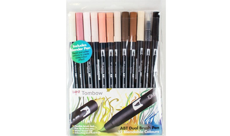 Tombow ABT Dual Brush Pen Skin Tones Set of 12