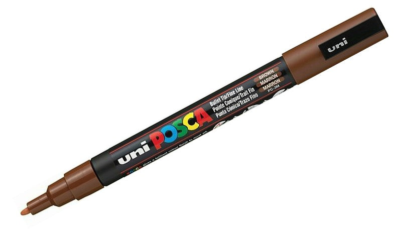 Uni : Posca Marker : PC-3M : Fine Bullet Tip : 0.9 - 1.3mm : Brown