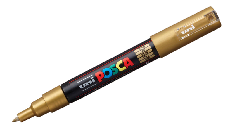 Uni POSCA Marker Pen PC-1M Extra Fine Set of 3 (White Gold Silver)