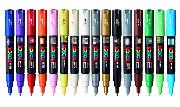 Uni POSCA Marker Pen PC-1M Extra Fine Set of 16 Assorted Colours