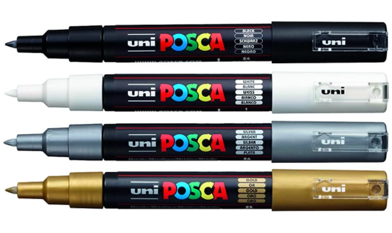 Uni POSCA Marker Pen PC-1M Extra Fine Set of 4 Monotones