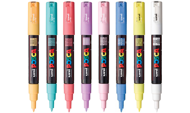 Uni POSCA Marker Pen PC-1M Extra Fine Set of 8 Pastel Colours