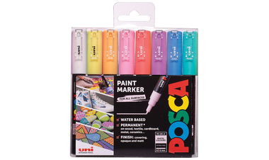 Uni POSCA Marker Pen PC-1M Extra Fine Set of 8 Pastel Colours