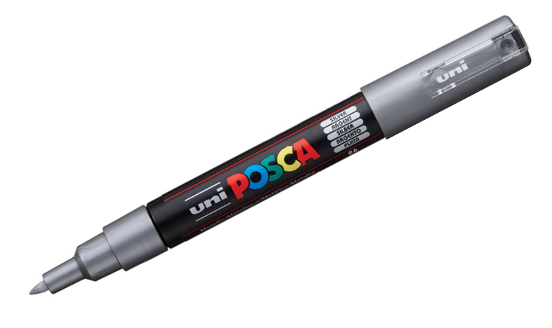 Uni POSCA Marker Pen PC-1M Extra Fine Set of 3 (White Gold Silver)