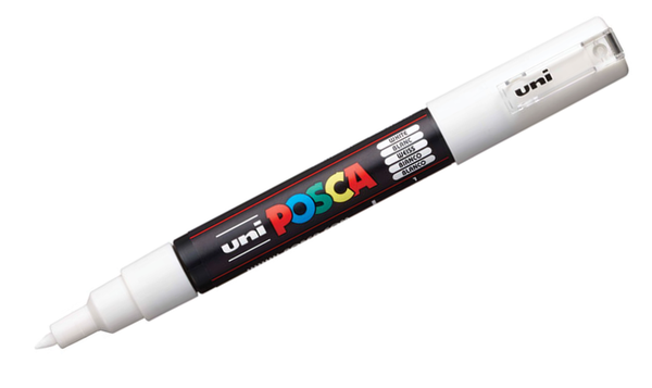 Uni POSCA Marker Pen PC-1M Extra Fine Set of 3 (White Gold Silver)