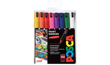 Uni POSCA Marker Pen PC-1MR Ultra-Fine Set of 16 Assorted Colours