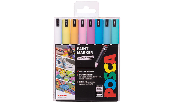 Uni POSCA Marker Pen PC-1MR Ultra-Fine Set of 8 Pastels