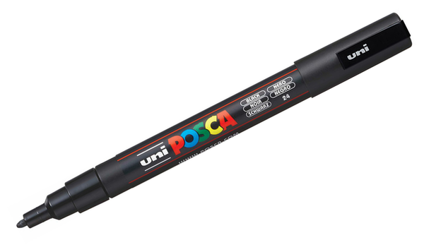 Uni POSCA Marker Pen PC-3M Fine Set of 2 (Black White)