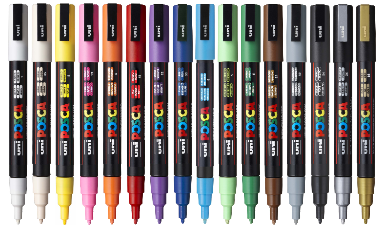Uni POSCA PC-3M Water-Based Pigment Ink Markers Set of 16