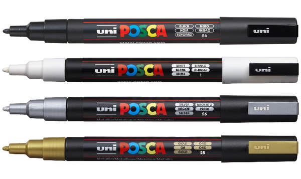 Uni POSCA Marker Pen PC-3M Fine Set of 4 Monotones
