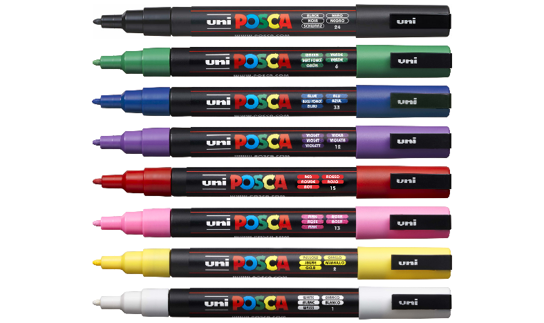 Uni POSCA Marker Pen PC-3M Fine Set of 8 Assorted