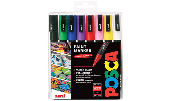 Uni POSCA Marker Pen PC-3M Fine Set of 8 Assorted