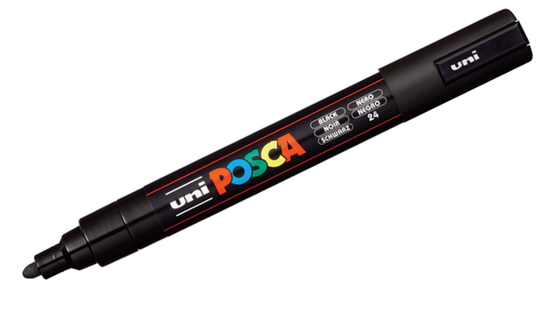 Uni POSCA Marker Pen PC-5M Medium Set of 2 (Black White)