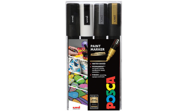 Uni POSCA Marker Pen PC-5M Medium Set of 4 Monotones