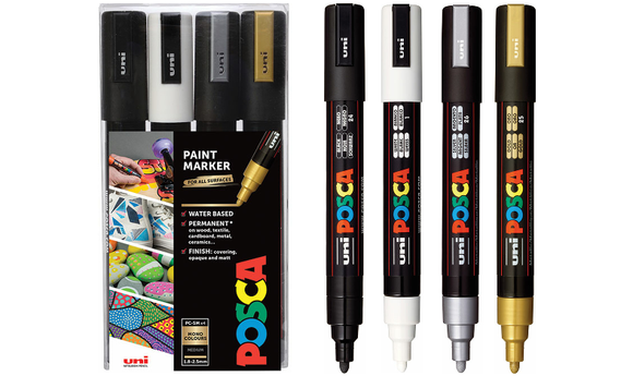 Uni POSCA Marker Pen PC-5M Medium Set of 4 Monotones