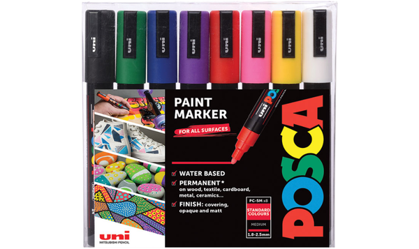 Uni POSCA Marker Pen PC-5M Medium Set of 8 Assorted