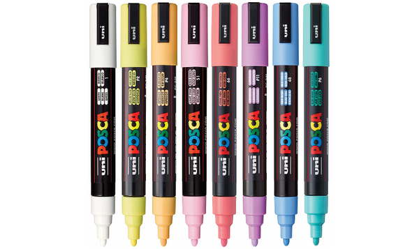Uni POSCA Marker Pen PC-5M Medium Set of 8 Pastels