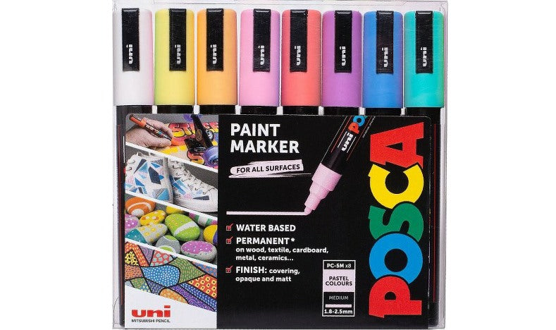 Posca Paint Marker Pen Set Metallic Medium Tip | Pack of 8