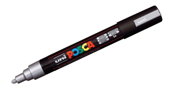 Uni POSCA Marker Pen PC-5M Medium Set of 3 (Gold Silver White)