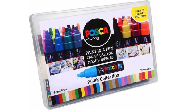 Uni POSCA Marker Pen PC-8K Broad Chisel 33pc Collection Box
