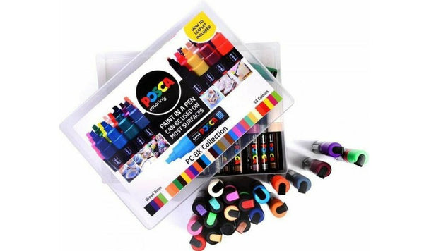 Uni POSCA Marker Pen PC-8K Broad Chisel 33pc Collection Box