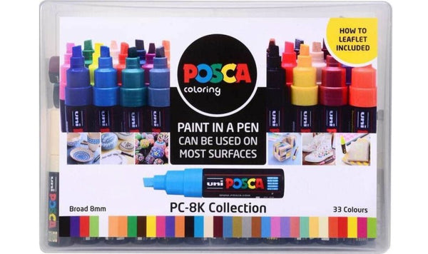 Uni POSCA Marker Pen PC-8K Broad Chisel 33pc Collection Box