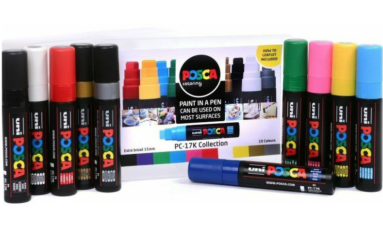 Uni POSCA Marker Pen PC-17K Extra Broad Chisel Tip Box Set of 10