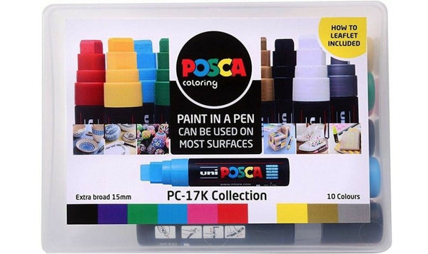 Uni POSCA Marker Pen PC-17K Extra Broad Chisel Tip Box Set of 10
